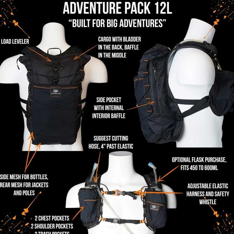 Orange Mud Adventure Pack Schwarz 12 Liter Trailrunning- Und Bike-Rucksack Inkl. Trinksystem / Trink 4 Orange Mud Adventure Pack Schwarz 12 Liter Trailrunning- Und Bike-Rucksack Inkl. Trinksystem / Trink – Bild 2