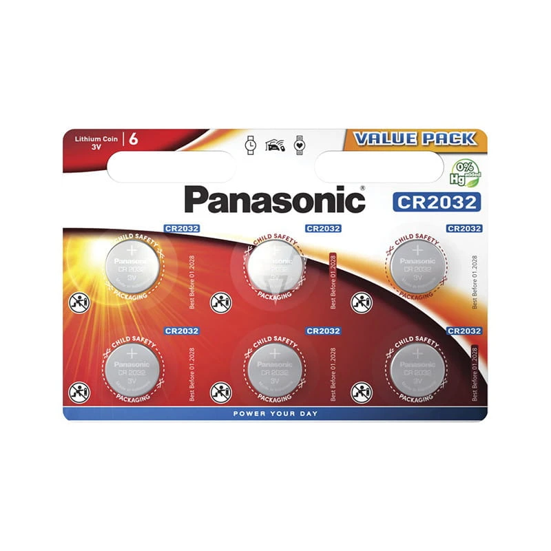 Panasonic CR2032EL Lithium Knopfzelle (3V) 6er-Blister 3 Panasonic CR2032EL Lithium Knopfzelle (3V) 6er-Blister