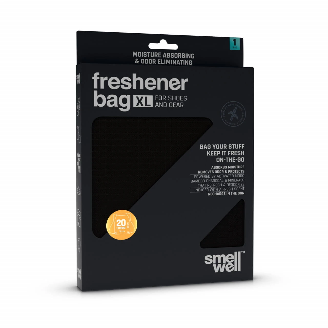 SmellWell Freshener Bag XL Anti-Geruch- Und Anti-Feuchtigkeits-Turnbeutel - 20 Liter, Black 4 SmellWell Freshener Bag XL Anti-Geruch- Und Anti-Feuchtigkeits-Turnbeutel - 20 Liter, Black – Bild 2
